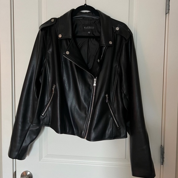 Eloquii Faux Leather Moto Jacket Size 22/24 - Picture 6 of 6